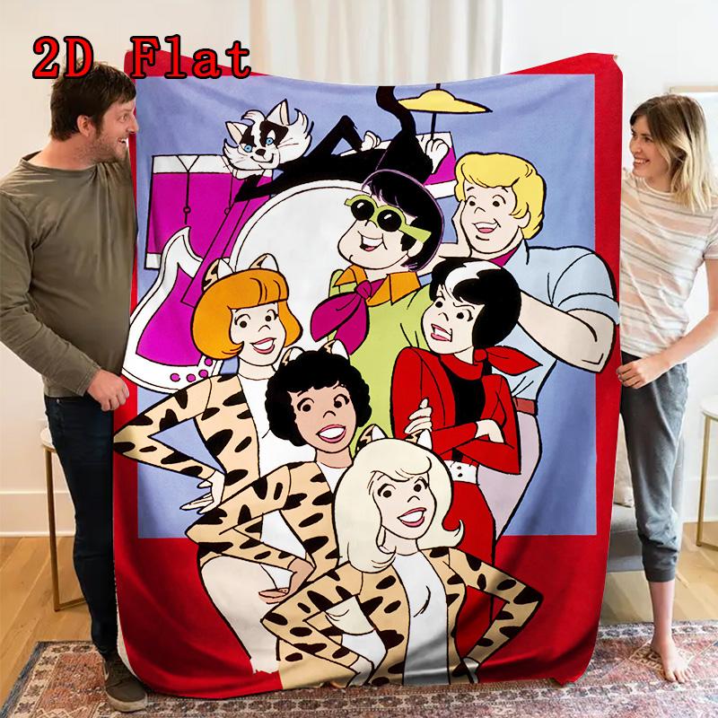 Josie and the Pussycats-inspired art 2D Flat Pattern Flannel Blanket High quality All Seasons Warmth and Comfort Perfect for Christmas Gifts.P26091446