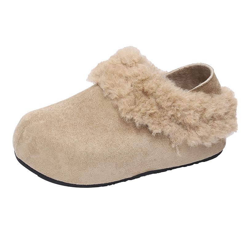 Winter Two Wear Slippers Scrub Fleece Round Toe Deep Mouth Plush Platform Warm Cotton Shoes