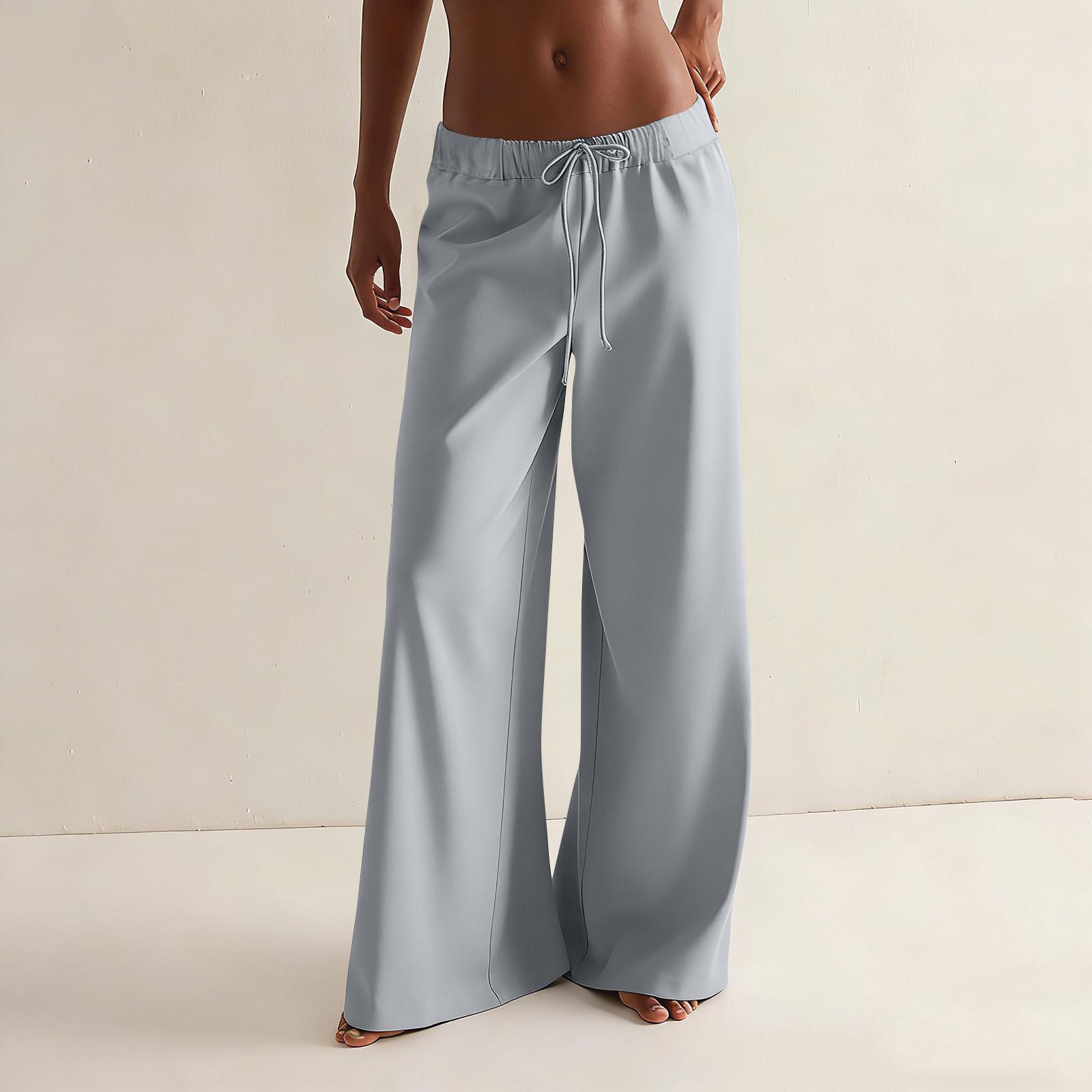 

Women s Flared Casual Drawstring Elastic Waist Pants Comfortable Flared Yoga Loose Trousers L