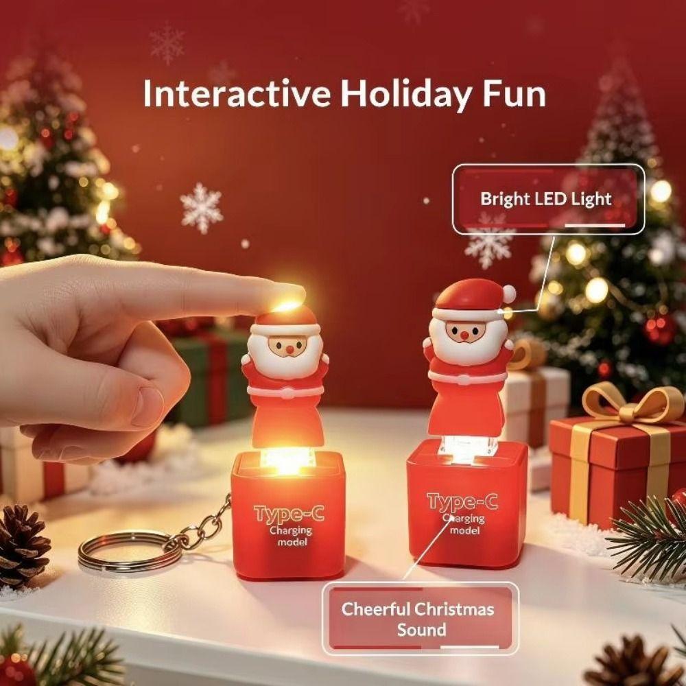 Light Up Christmas Key Ring Keyboard Clicker Button Sound Pendant Voice Keychain Party Small Gift