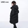 Jinyujie 2024 Winter Women's Hooded Mid-Length Puffer Down Jacket