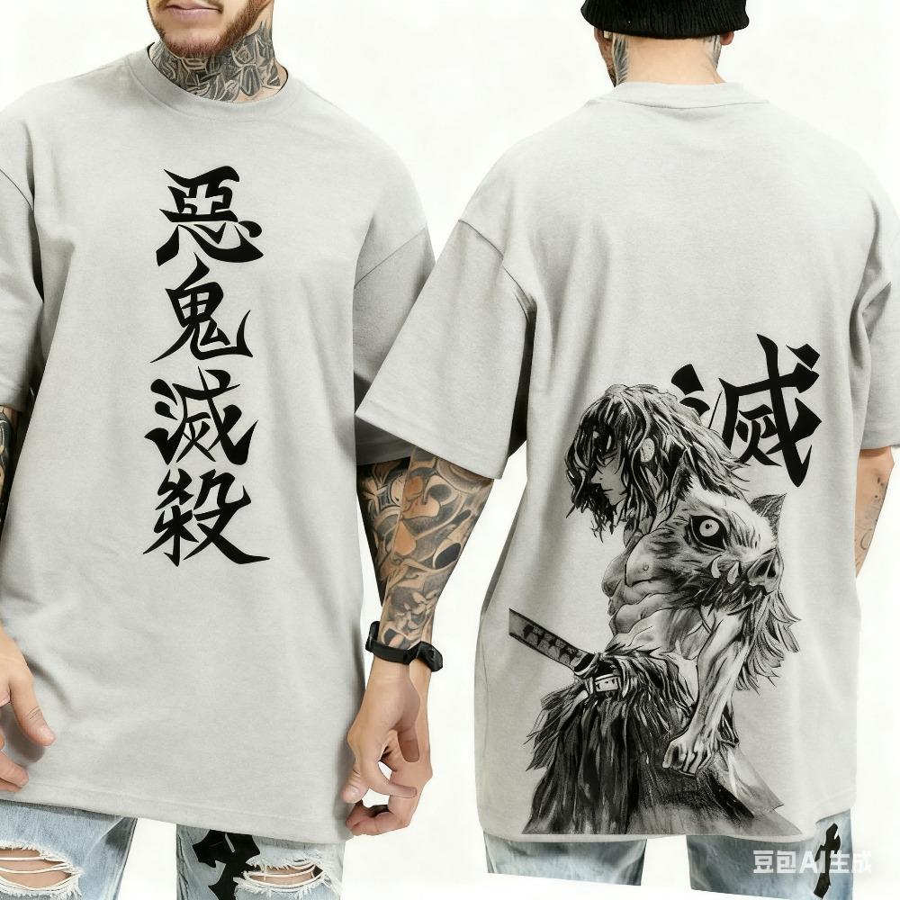 Demon Slayer Klinge Izunosuke Anime Muster FrühlingSommer Saison Y2K Stil Herren und Damen Streetwear