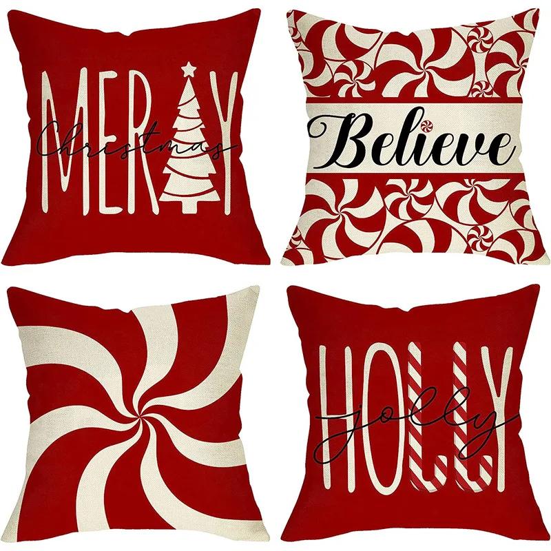 New Christmas Gingerbread Man Candy Decorative Pillow Cover Home Living Room Holiday Party Pillow Cover