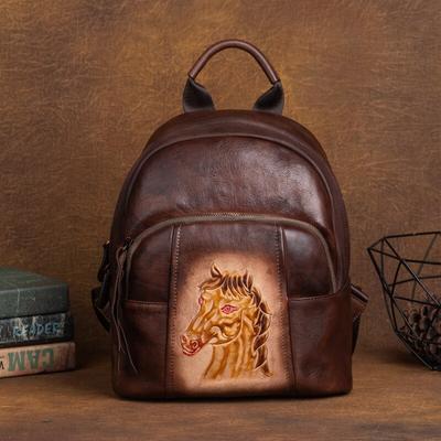 Vintage Natural Real Cow Leather Backpack Women Bag Multi Purpose Large Capacity Handmade Travel Backpacks