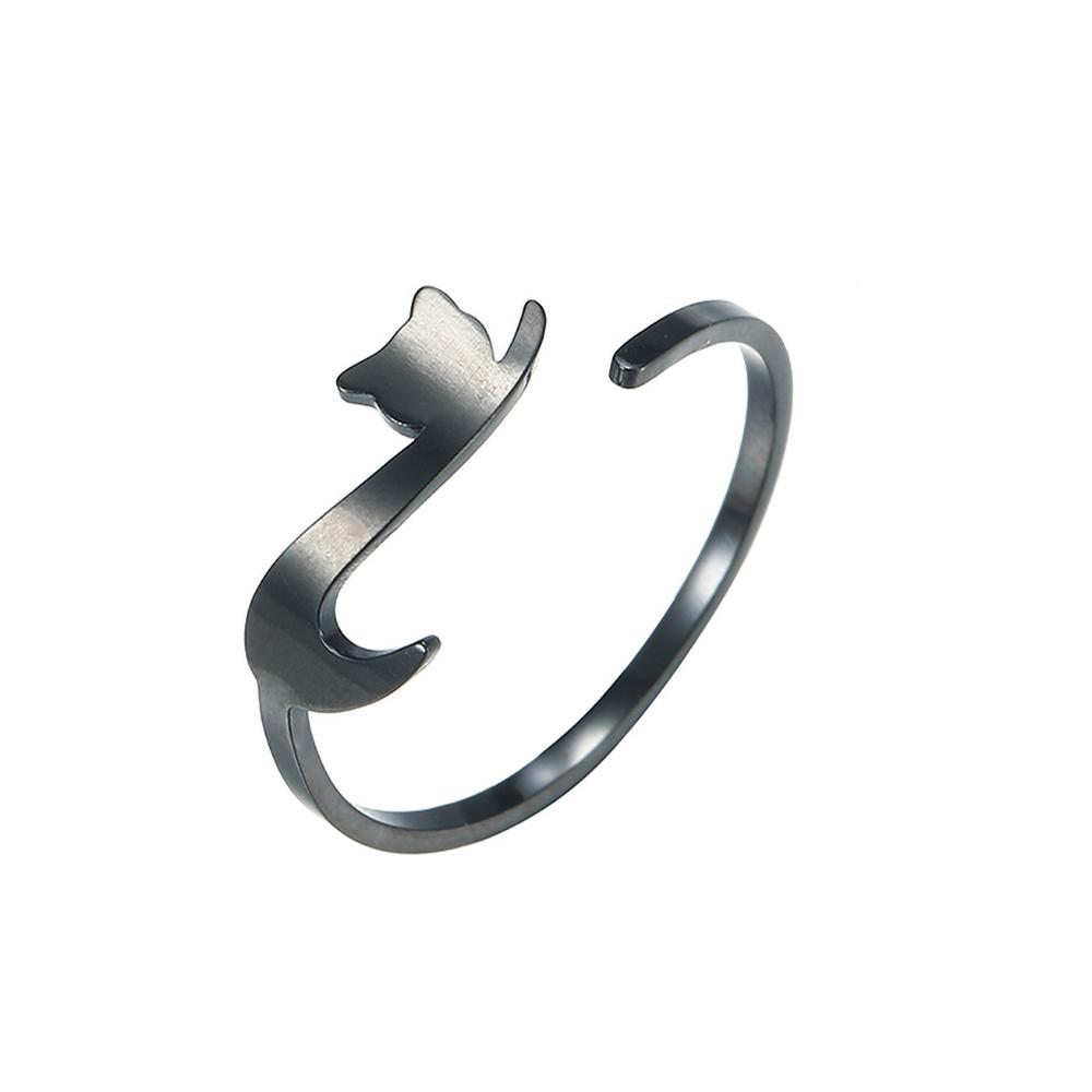 Lemegeton Cute Lazy Little Cat Rings Pattern Exquisite Leisure Circle Jewelry Minimalism Daily Wear Women Decoration Finger Hoop