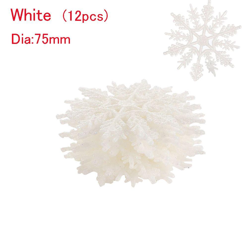 12Pcs 7.5cm Gold Powder Snowflake for Xmas Charming White Christmas Tree Decor Xmas Party Holiday Christmas Ornaments Home Decor