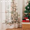 1PC NAPEARL Christmas Style Sheer Curtains Christmas Tree Pattern Printed Tulle for Kitchen Bedroom and Living Room Home Decor