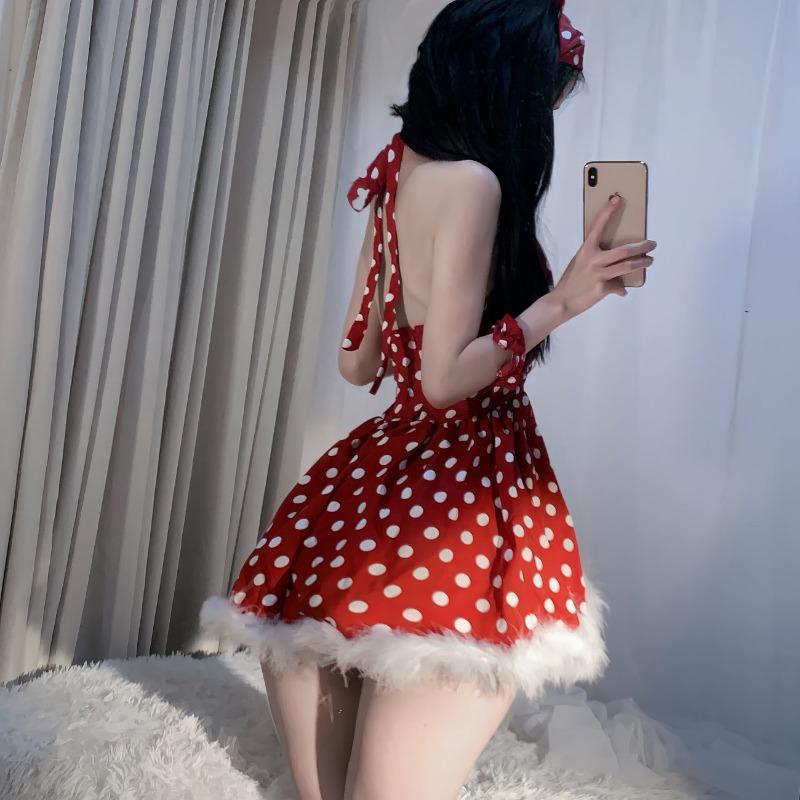 Sex underwear sexy pure desire Jiaojiao Monroe * new robe polka dot fairy rough edge neck puffy skirt