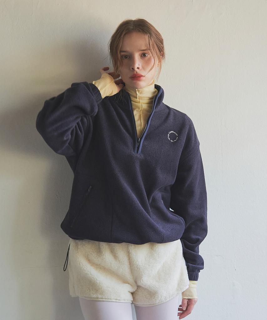 Iteoneolmomeonteu Soft Terry Half Zip Sweatshirt_Navy