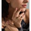 Adjustable Stainless Steel Ring Natural Tiger Stone Simulated Pearls Zircon Golden PVD Plated Premium Chic Finger Jewelry