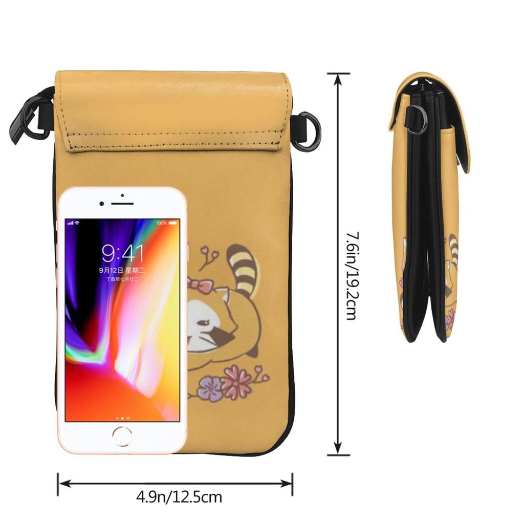 [JMI] Rascal the Raccoon Smartphone Pouch, Genuine Leather Shoulder Bag, Thin, Women's and Men's Mini Pouch, Popular Wallet, Crossbody Bag