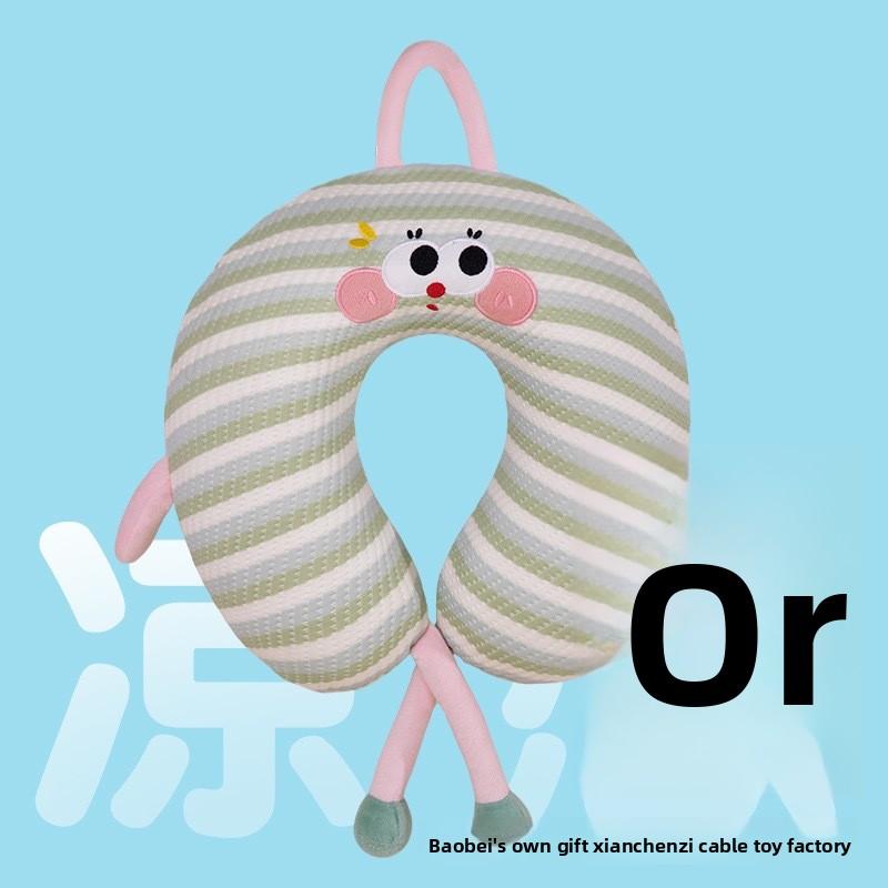 Cute Cartoon INS Style Travel Neck Pillow U-Shaped Inflatable Cushion For Kids Adults Family Friends