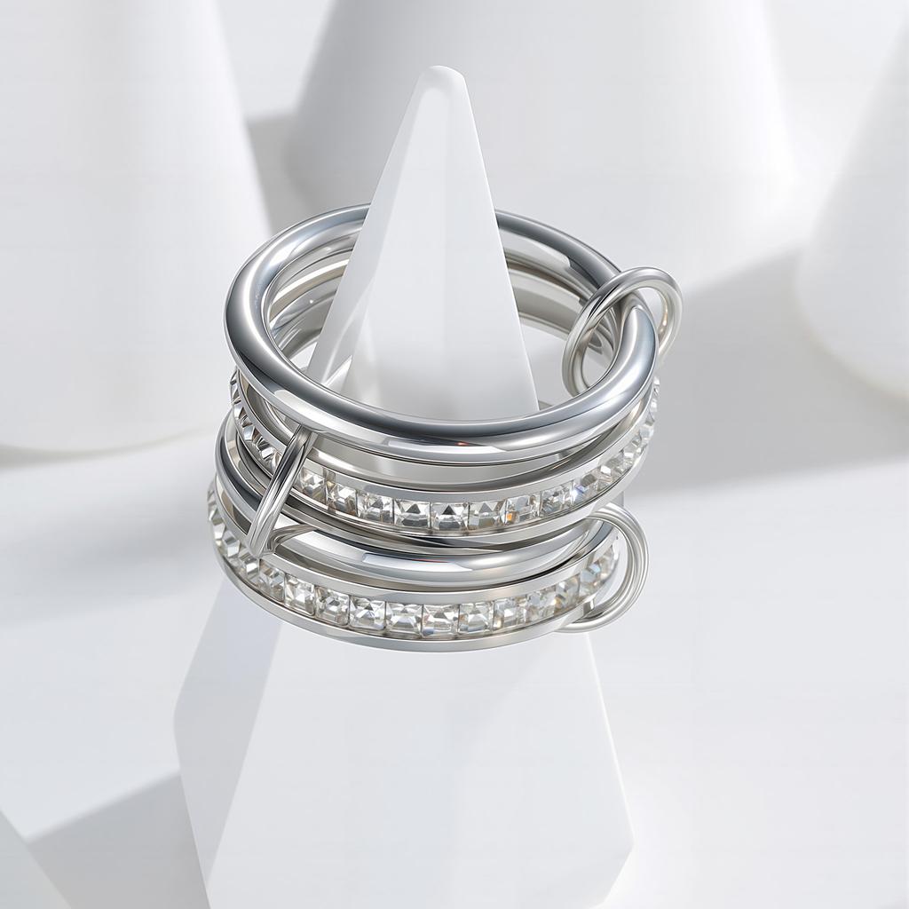 Gold Color Stackable Rings for Women Non Tarnish Cubic Zirconia Rings, Multi Ring Mixed Metals Stack Rings Set