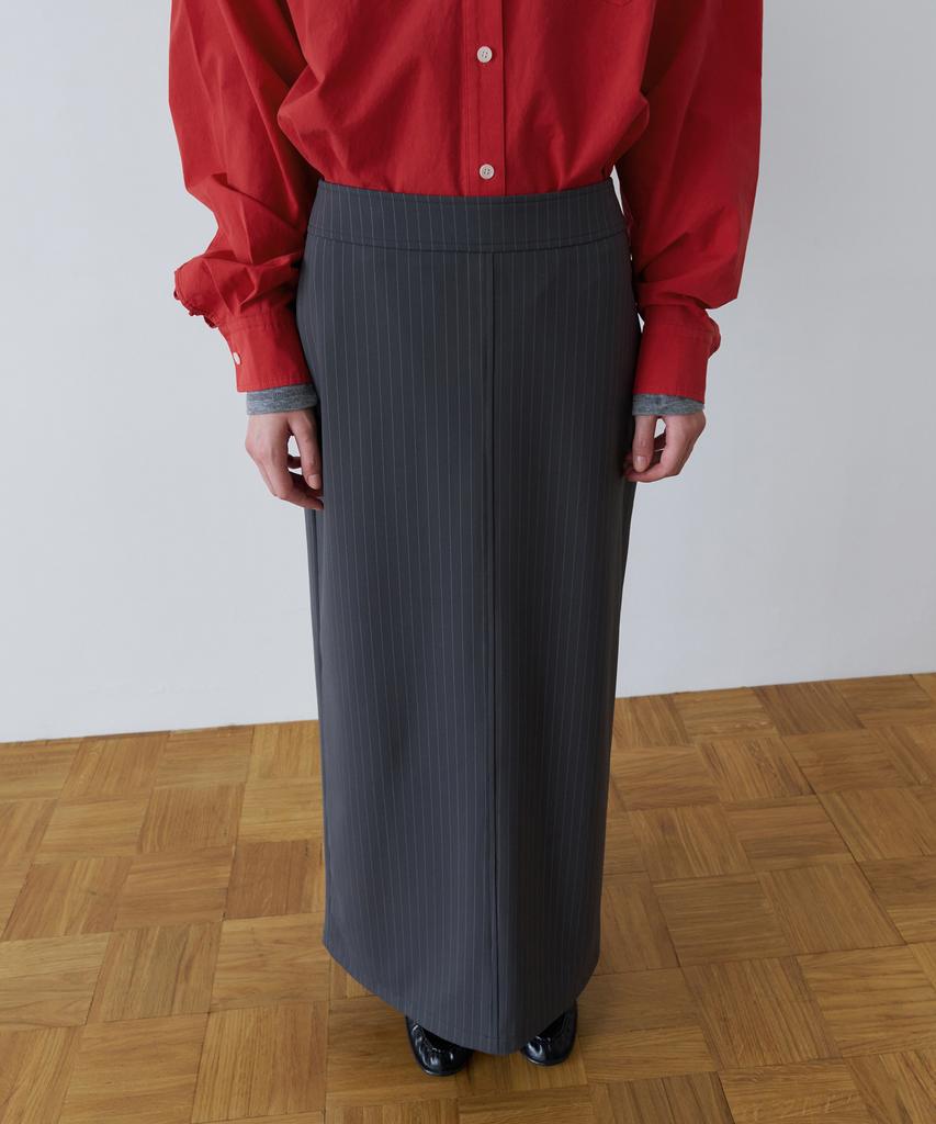OVERDUEFLAIR Tension Stretch Maxi Skirt_Stripe Gray