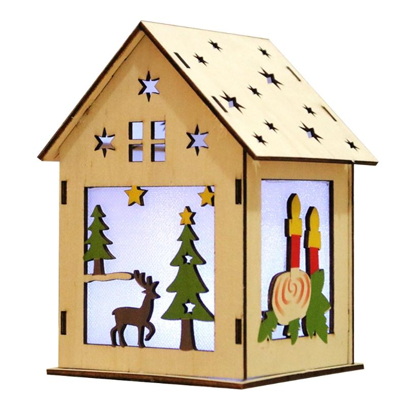 3/5’’ Xmas Desk Decor House Santa/Snowman/Reindeer Tabletop Decor Lovely Christmas Ornament DIY Wooden Puzzle Art Crafts