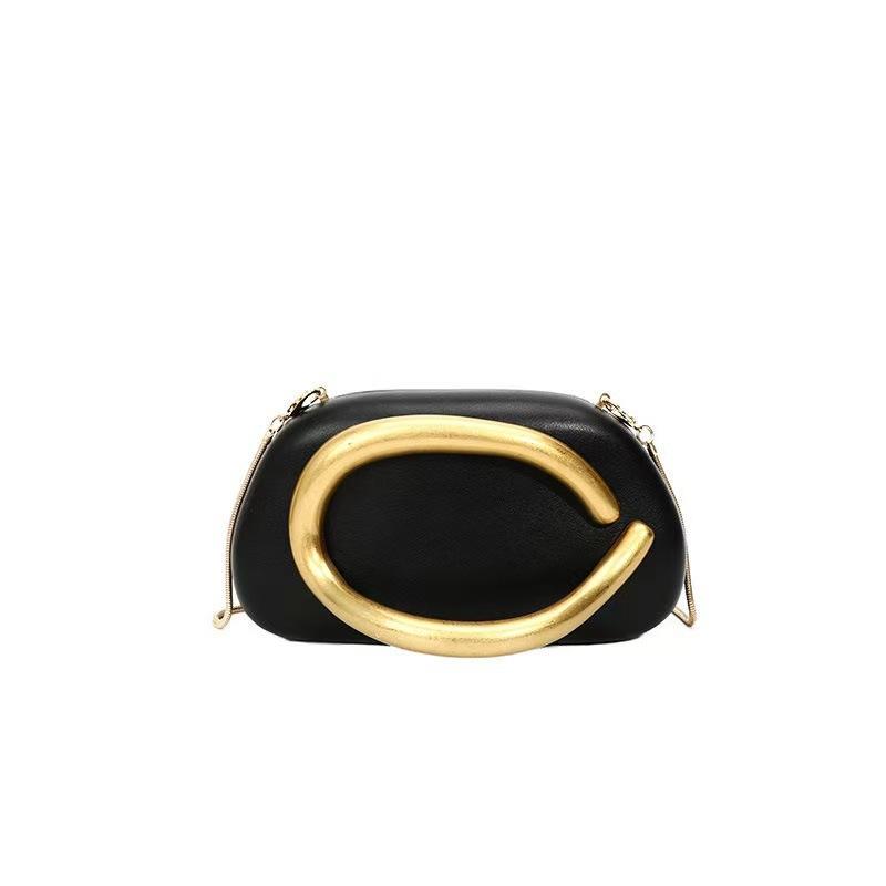 

ZA Cross-border Women s Bag 2025 New Style Retro Metal Grip Handheld Dinner Chain Shoulder Cross-body