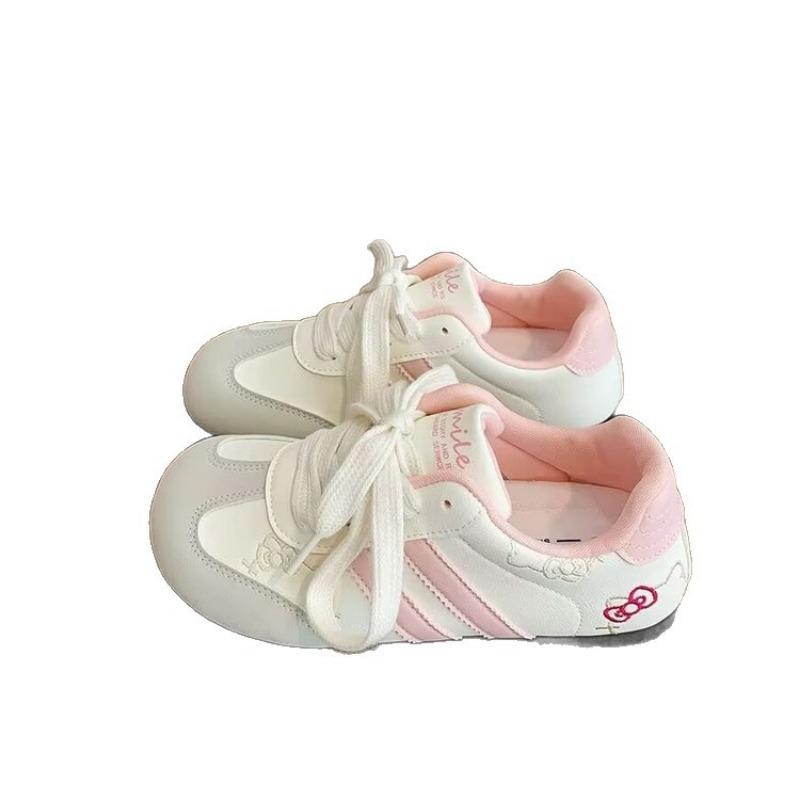 College style embroidery sweet little white shoes women's new round head lace-up casual shoes student fashion board shoes