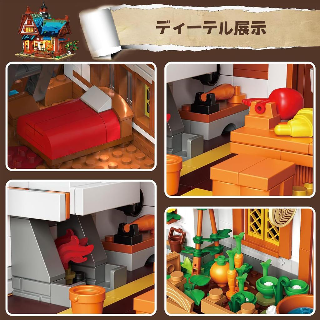 Oichy Mini Blocks Building Medieval Manor Toy Room Model Mansion Assembly Kit House Boys Kids Adults Block Set 1749PCS DIY Handmade Educational Toys