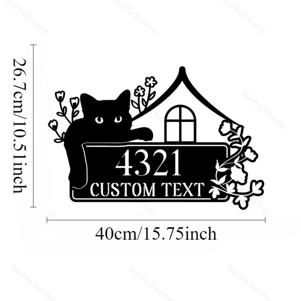 Customizable Cat Metal Surname Sign Black Iron Hot Sale Home Living Room Outdoor Courtyard Decor