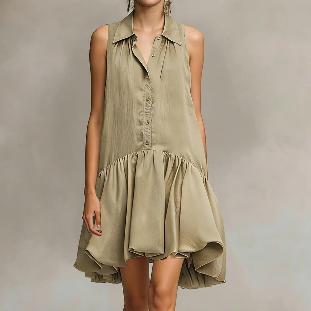 Women's Ruffled Sleeveless Dress With Frills