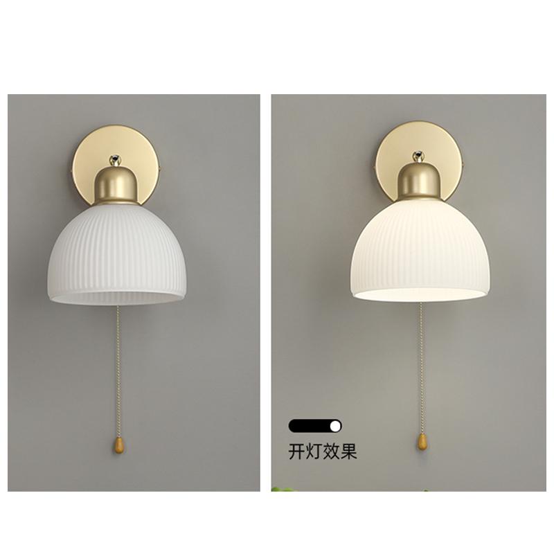 Lampă de perete nordică cu întrerupător pentru locuit Decor de lux Lampă de lectură de noptieră Abajur din sticlă Iluminare interioară cu LED