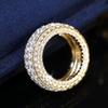 Huitan Luxury Two Tone Promise Rings for Women Full Bling Bling Cubic Zirconia New Wedding Band Accessories Fashion Jewelry