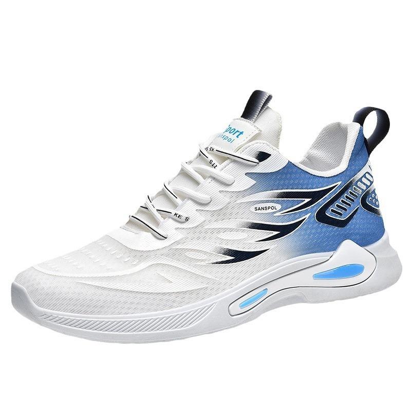 Men's New Mesh Breathable Lightweight Cushioned Running Sneakers, Student White Casual Athletic Shoes