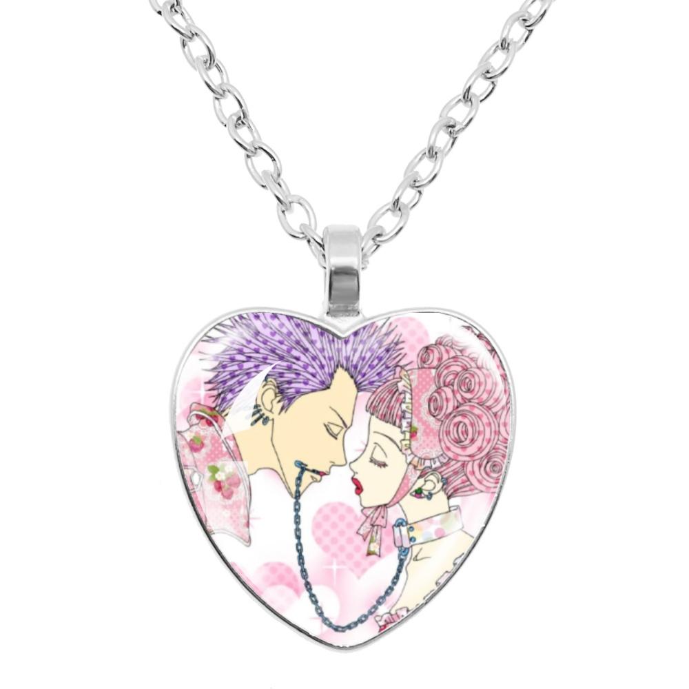 Paradise Kiss Anime Necklace Yukari Hayasaka Miwako Sakurada Glass Heart Shape Pendant Necklace Charm Jewelry Friend Gift