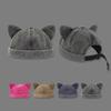 Cat Ear Decor Beanie Hat for Adult Teenagers Portable Beanie Hat without Brim Spring Summer Anti-UV Hat for Cycling