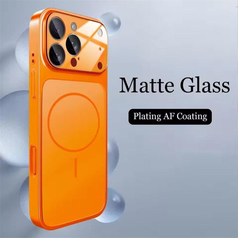 Glass Nano Matt Deksel For iPhone 17 Air 16 15 14 13 Pro Max 17Pro Magnetisk For Magsafe Trådløs Lading Armor Funda