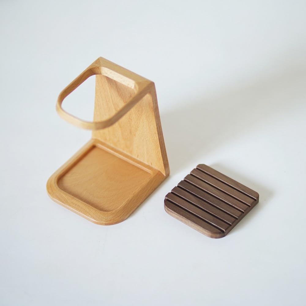 TOSMU Dripper Stand with Coffee Dripper for 1 Disposable Ear TOSMU 7021 Coaster, Person, Type, Wooden, Cute, Stylish,