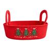 Christmas Tree Embroidered Cotton Rope Storage Basket with Handles, Basket and for Baby Toys and Home Clutter