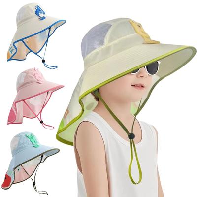 Kids Sun Hat Summer UV Protection Breathable Mesh Large Brim Outdoor Travel Hat Boys Girls Fisherman Beach Fisherman Hat