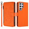 For Samsung Galaxy S23 S22 S21 S20 Ultra S10 Plus Case, Flower Wallet Flip Case RFID Blocking, Zipper, Card Slots, Wrist Strap