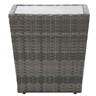 Side Table Gray 41.5 X 41.5 X 43 Cm Poly Rattan and Tempered Glass