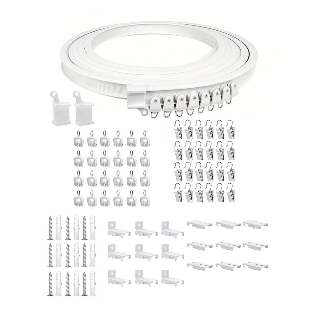 Smooth Glides Curtain Track 3Meter Bendable Rails with Rollers Kits for Seamlessly Drapery Movement In Homes Offices