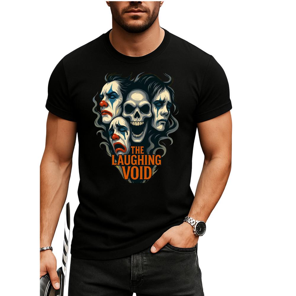

The Laughing Void Skull Clown Horror T-Shirt – Creepy Graphic Tee for Halloween, S