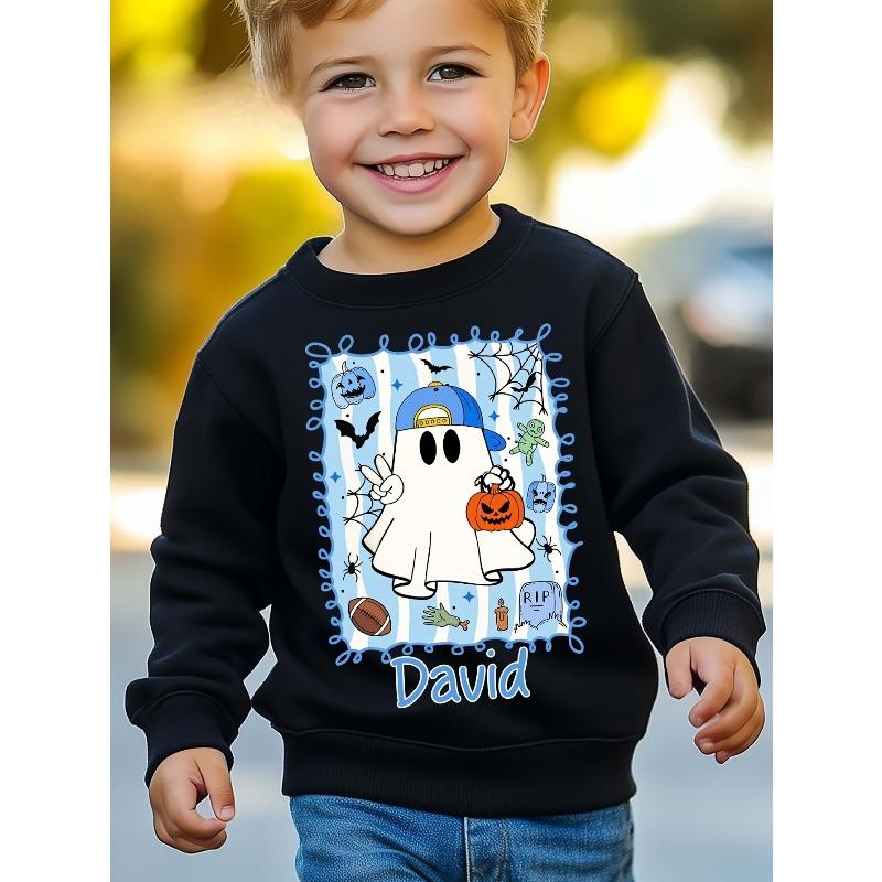Kids Sweatshirt Halloween Personalized Halloween Ghost Print Creative Casual Round Neck Sweatshirt 110 чёрный