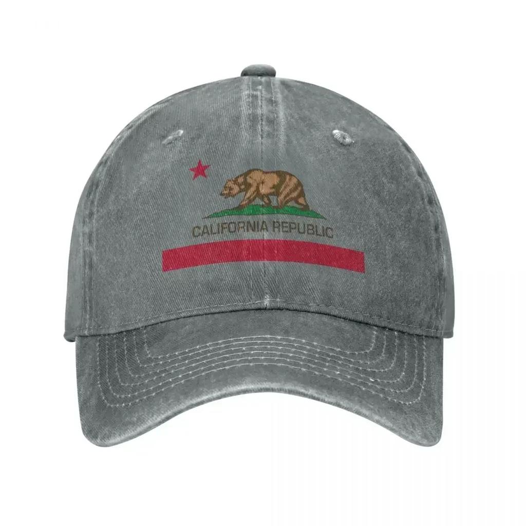 California Republic State Flag Unisex Women Baseball Cap Distressed Washed Hats Cap Fashion Outdoor Running Golf Snapback Cap