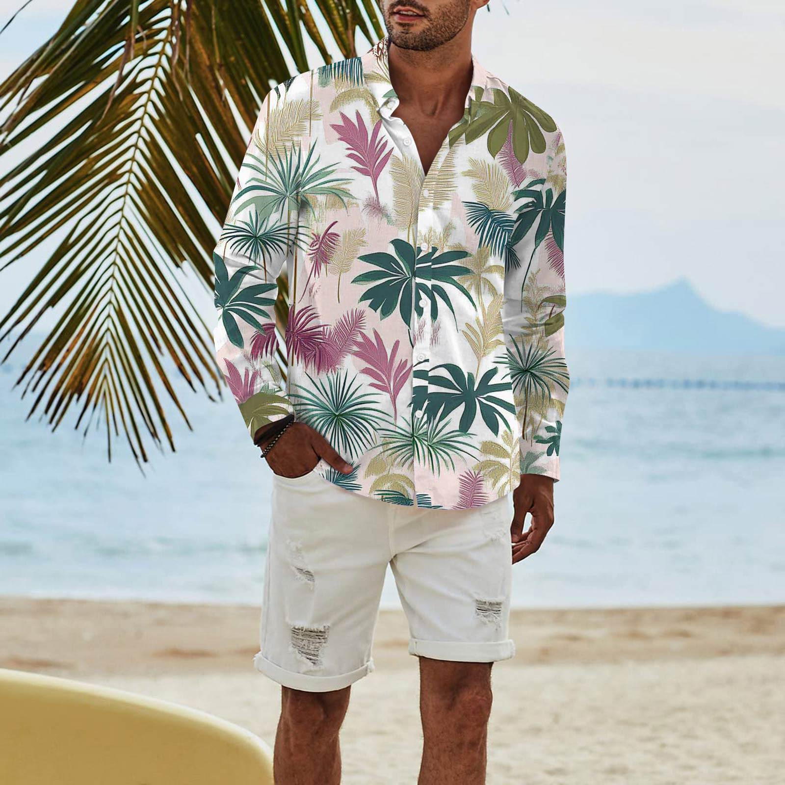 

Мужская модная повседневная футболка с длинным рукавом и принтом на пуговицах, рубашка обычного кроя XXXL