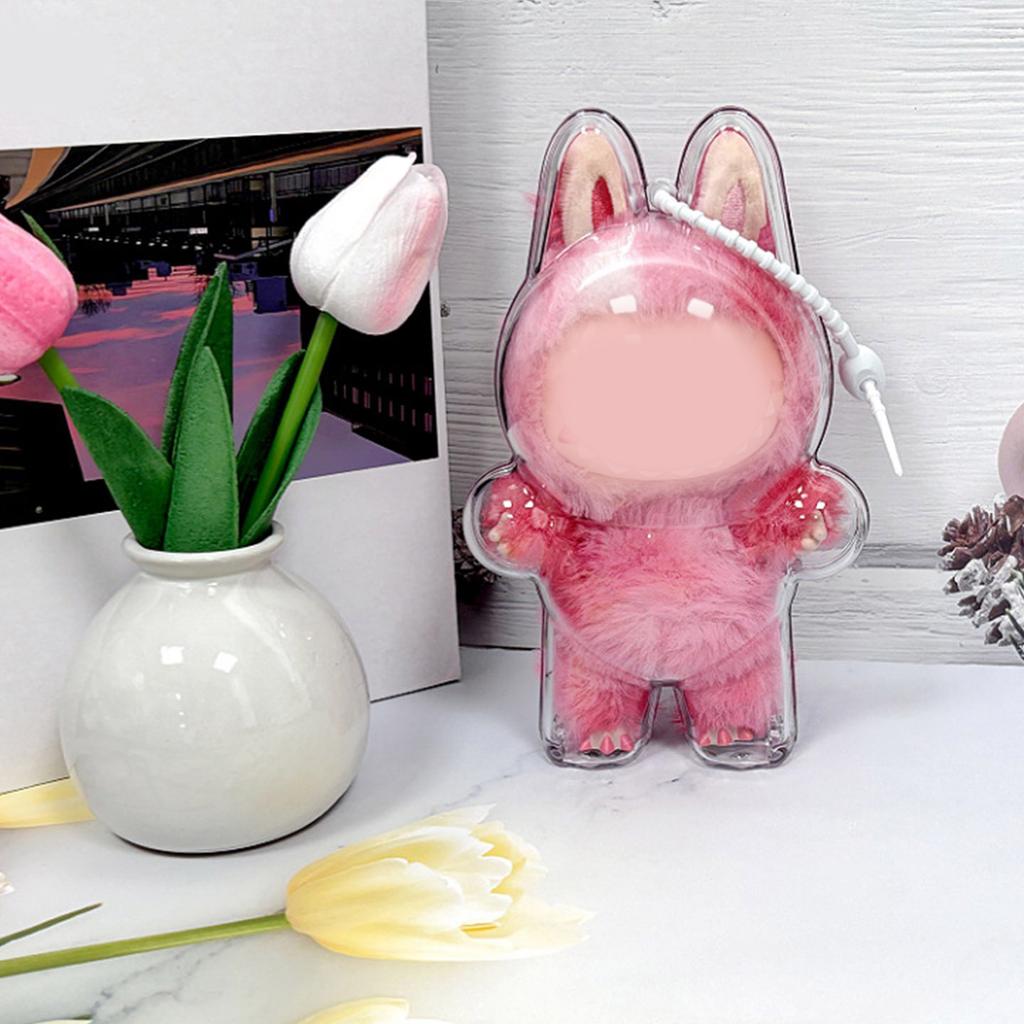 3rd Gen Doll Display Case for LABUBU Figure Dolls with Hanging Hook Protective Case for Plush Keychain Pendant Dustproof