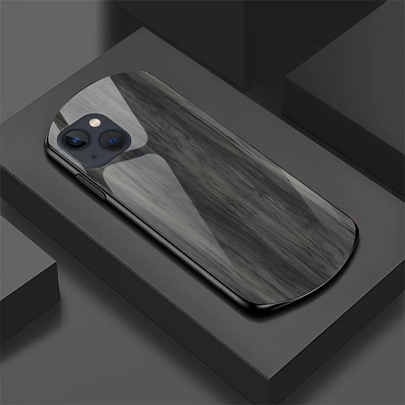 Wood Grain Pattern Glass Phone Case Suitable for iPhone 17 16 15 14 13 12 11 Pro/Max/Plus Shockproof Back Cover