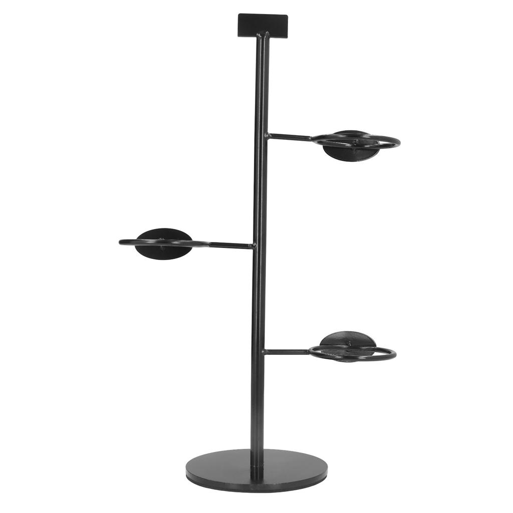 Cup Holder 3 Holes Black Appearance Iron Material Simple Stylish Cup Display Stand for Party