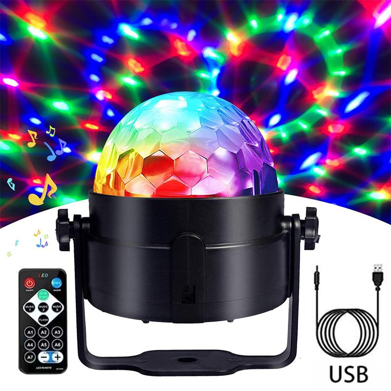 RGB Flashing Disco Ball Party Lights LED Stage Spotlight W/Rotating Effects Christmas Halloween Karaoke Wedding Birthday Decor
