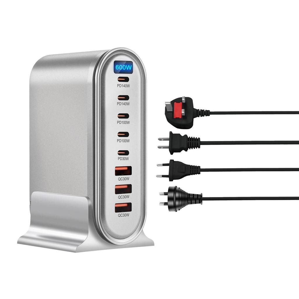 PD140W Multi-Port Gallium Nitride USB Charger: 600W Desktop Charger with 140W Fast Charging for Mobile Phones