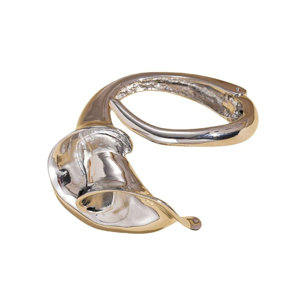 Zinc Zinc Alloy Gold Silver Flower Wide Open Bangle Metal Irregular Exaggerated Bracelet Girls