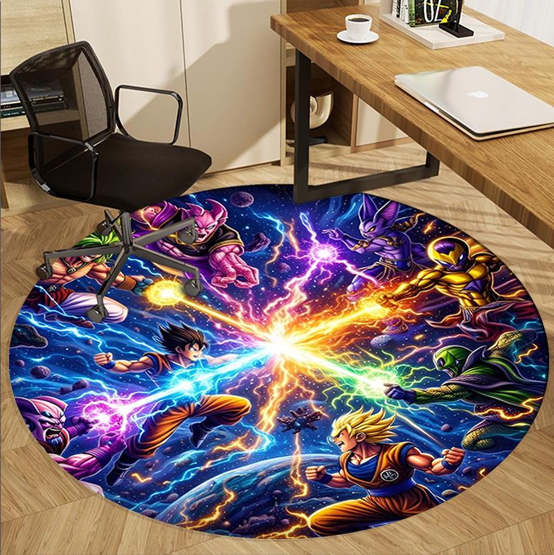 Kulatý koberec s motivem DRAGON BALL, Vnitřní/Venkovní rohožka, na piknik, do herny, ložnice, kanceláře, obývacího pokoje, Dekorace do domácnosti, Dárek k narozeninám