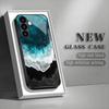 Blue ocean pattern glass phone case suitable for Samsung Galaxy S26 S25 S24 S23 S22 S20 FE/Ultra/Plus5G anti drop back cover