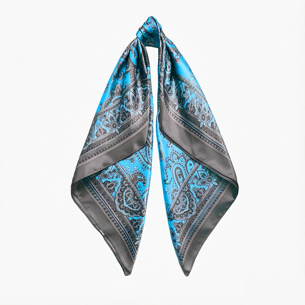 90cm Trendy Paisley Silk-Style Headscarf for Women - European American Design