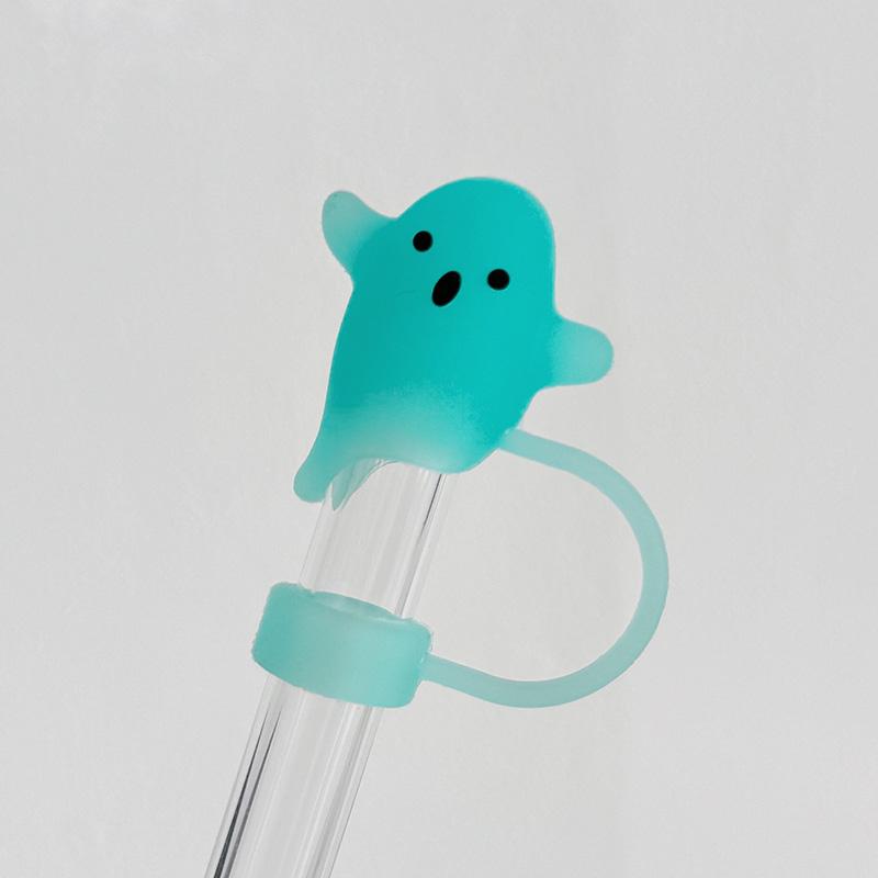 Silicone Ghost Dust Cap for Stanley Halloween Theme Dust-Proof Straw Protector Reusable Straw Cover Water Cup Tumbler Accessory